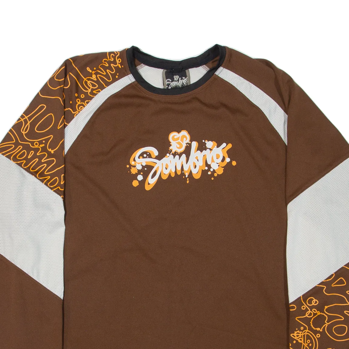 SOMBRIO Mens T-Shirt Brown Long Sleeve M